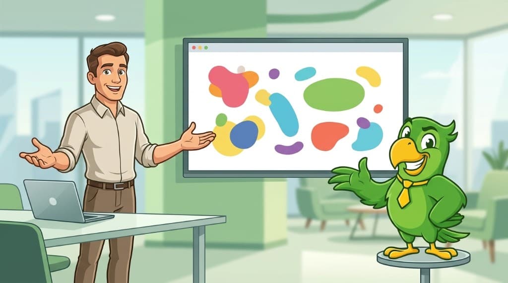 A professional presenting with Parlo, the workplace speaking coach